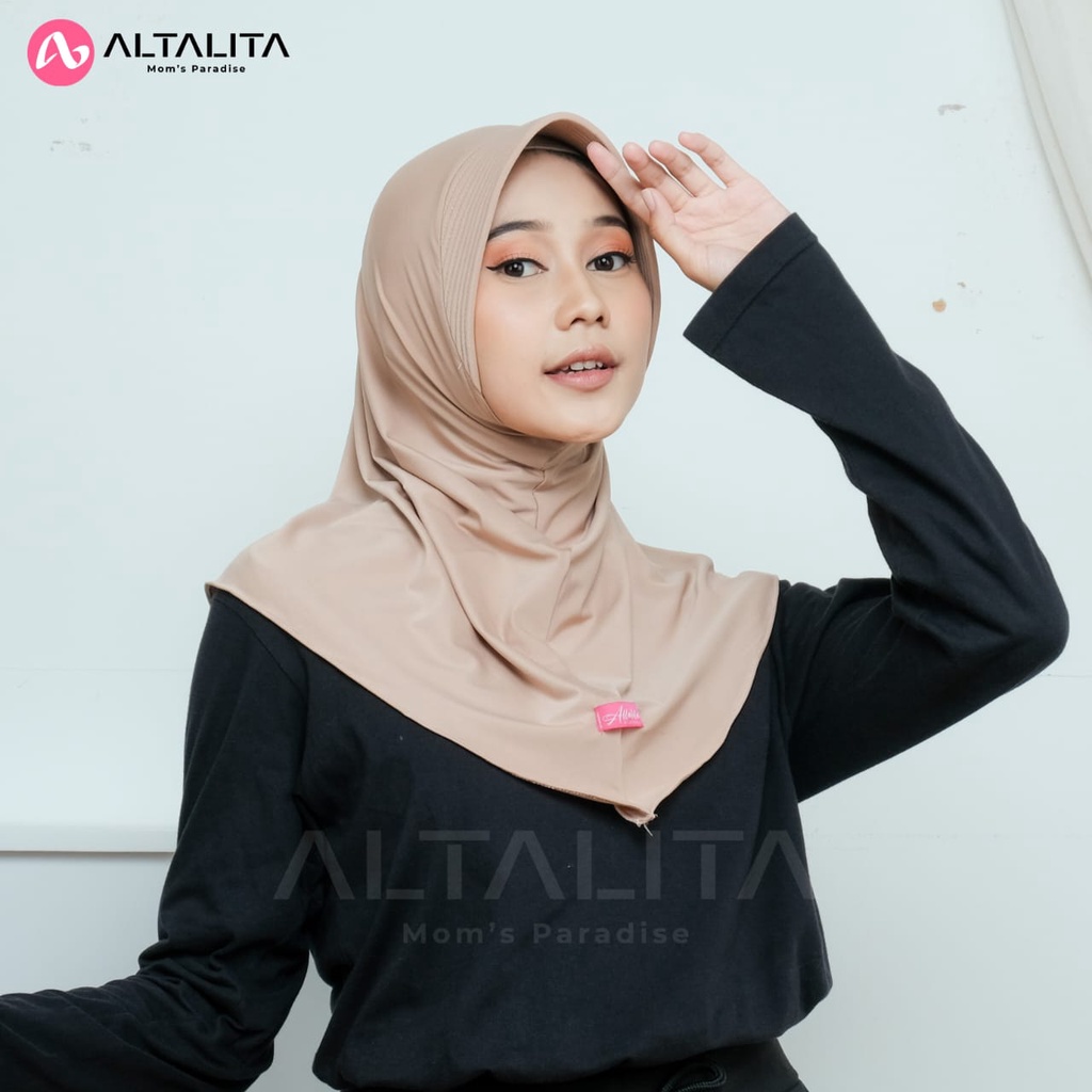 Altalita - Kerudung Instan Sporty Bahan Jersey Premium Terbaru | Hijab Bergo Jersey Krudung Instan Polos Olahraga Volly Senam | Jilbab Bergo Instan Jersey Sekolah Panjang Menutup Dada