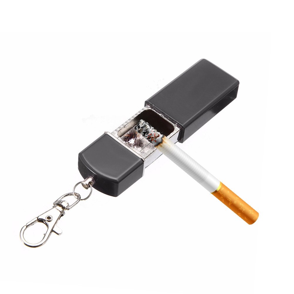 Asbak Rokok Portable Ashtray Stainless Steel with Keychain - YH-005 - Black