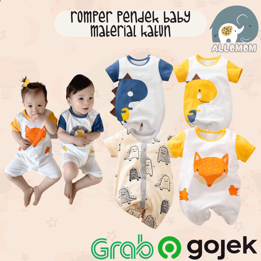 Baju Bayi Romper Lengan Pendek Baby / Onesies Jumper Anak Motif Lucu