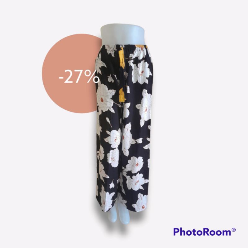 celana kulot panjang wanita motif bunga bahan rayon adem