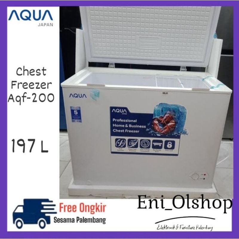 CHEST FREEZER AQUA AQF 200 W, 197 Liter FREEZER BOX, AQF200, AQF200W AQF-200, AQF-200 Key Lock Promo