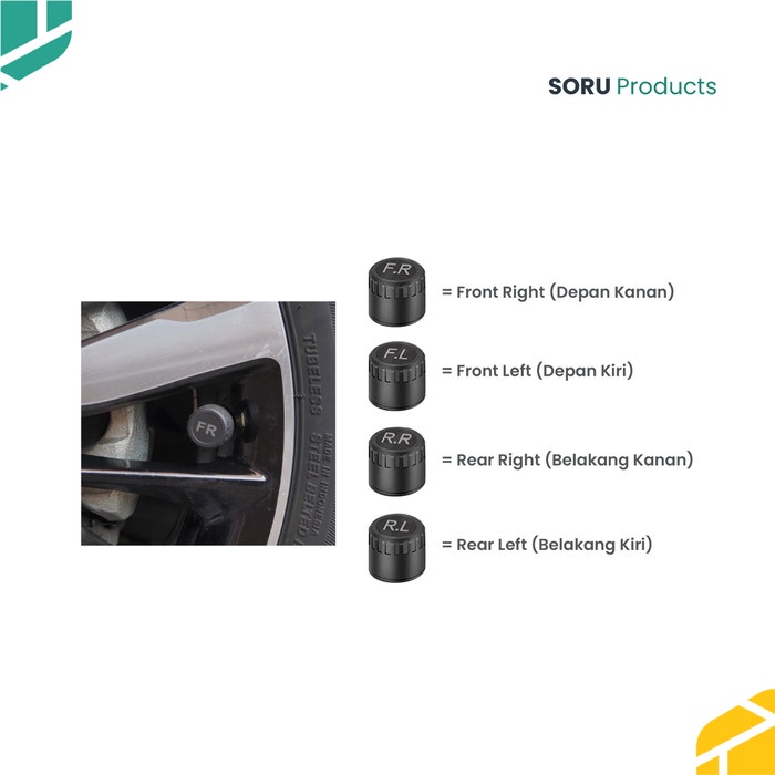 TPMS Solar Car Tire Pressure Monitor Pengukur Tekanan Angin Ban Mobil ORIGINAL