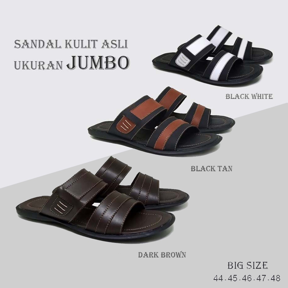 KOLEKSI SANDAL KULIT UKURAN JUMBO | Sandal Selop Pria Big Size Teplek Flat Original