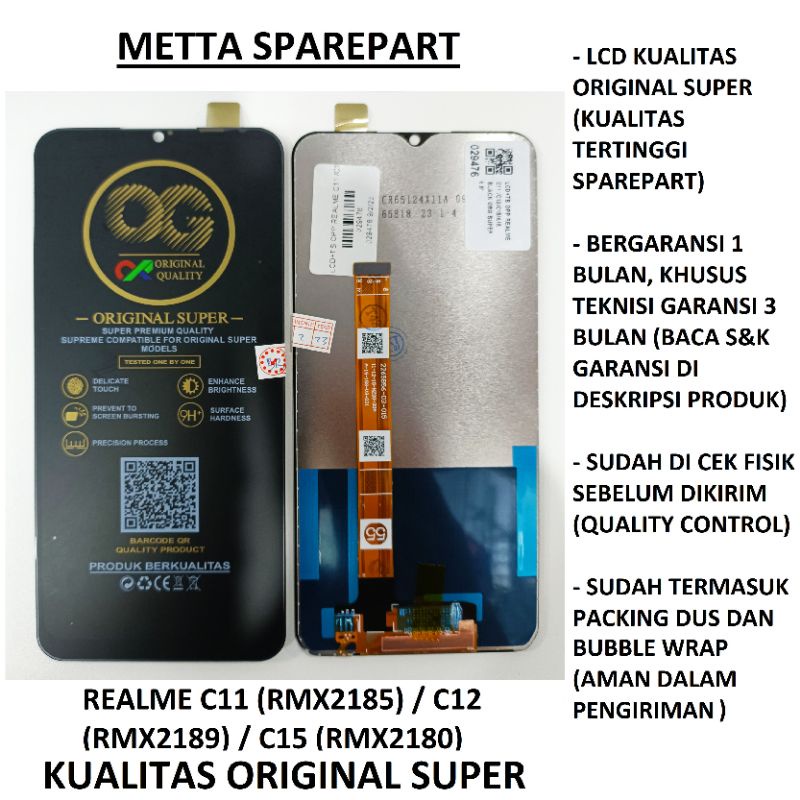 Kualitas Original Super LCD Touchscreen Realme C11 (RMX2185) / C12 (RMX2189) / C15 (RMX2180)