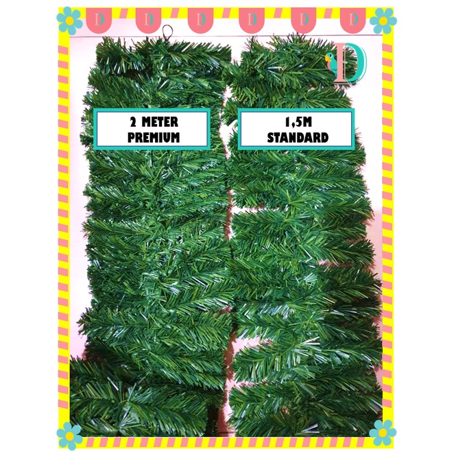 COD Garland Natal Hijau / Aksesoris Pohon Natal - 2 METER PREMIUM