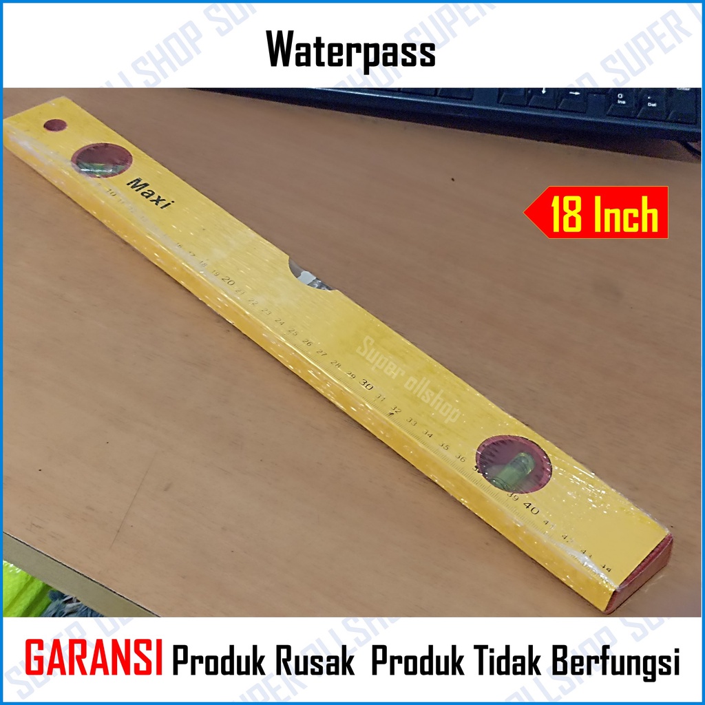 Waterpass Aluminium 18 Inch 45 Cm / Water Pas Panjang 24 Inch 60 Cm Alat Ukur Penggaris