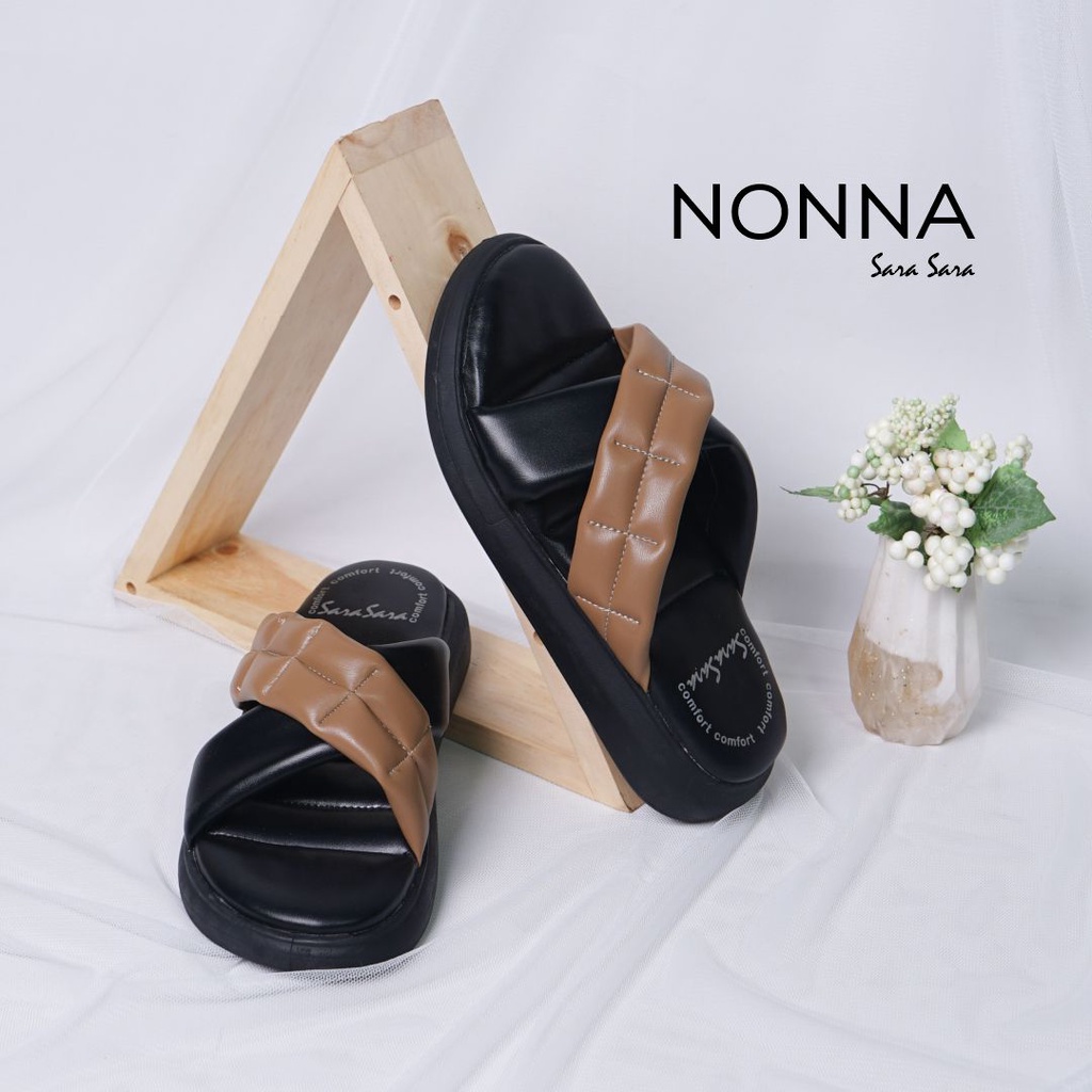 Sara Sara NONNA Sandal Wedges Wanita sandal model silang sandal empuk terbaru