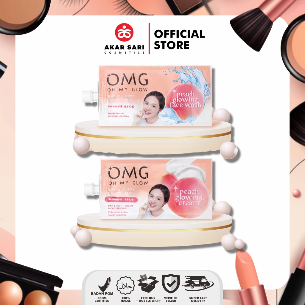 Jual OMG OH MY GLOW PEACH GLOWING FACE WASH GLOWING CREAM Sachet