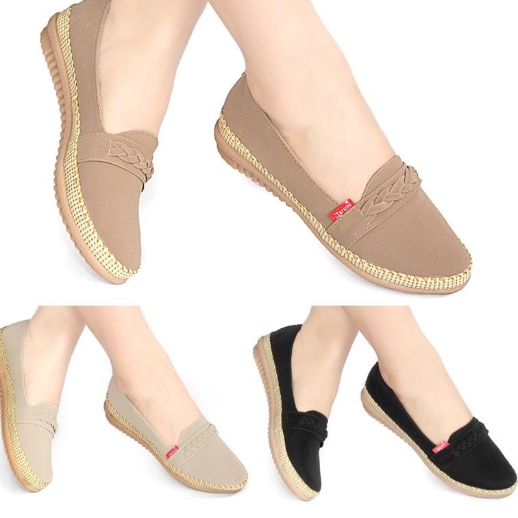 LANGSUNG ORDER SEPATU WANITA FLATSHOES TERBARU KEKINIAN FLAT SHOES PEREMPUAN SPATU CEWEK SLIP ON CEW