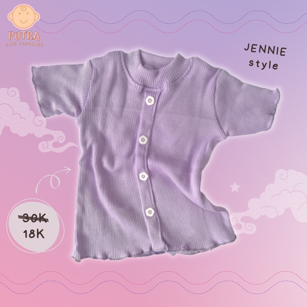 Baju rajut Kancing Anak Perempuan Gaya Korea Lengan Pendek JENNIE STYLE  1-5 Tahun