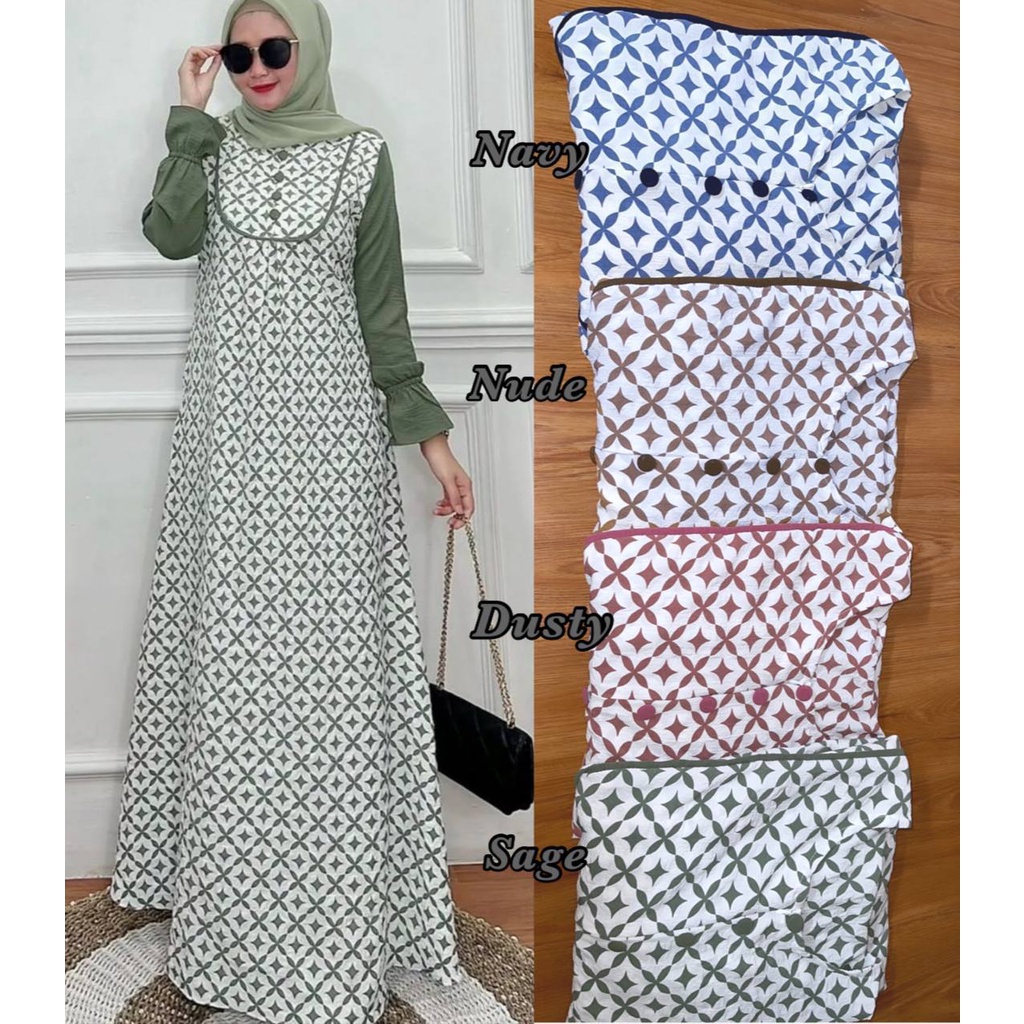 Falia Dress Wanita Syari Crincel Busui / Gamis Lebaran