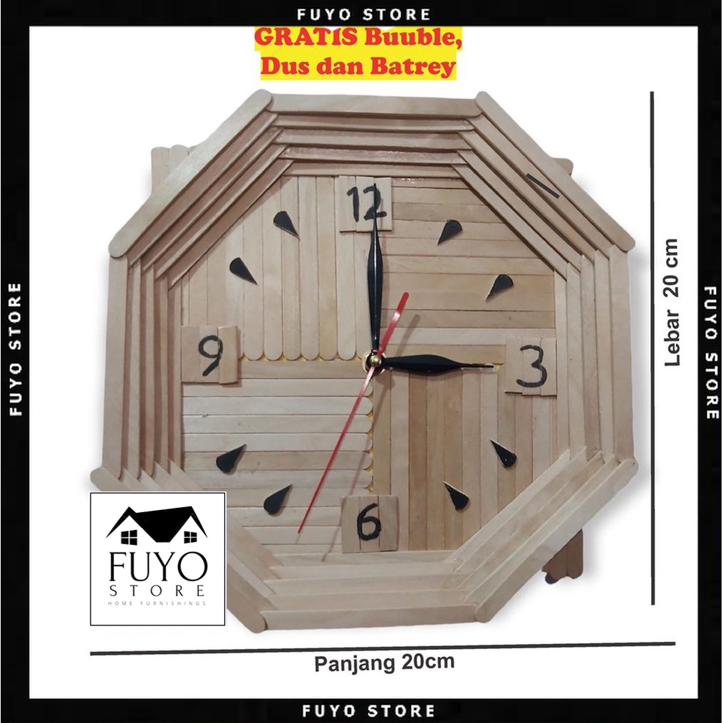 Jual FYSJD Jam Dinding Stik Eskrim / Jam Hexagonal / Jam Dinding Kayu