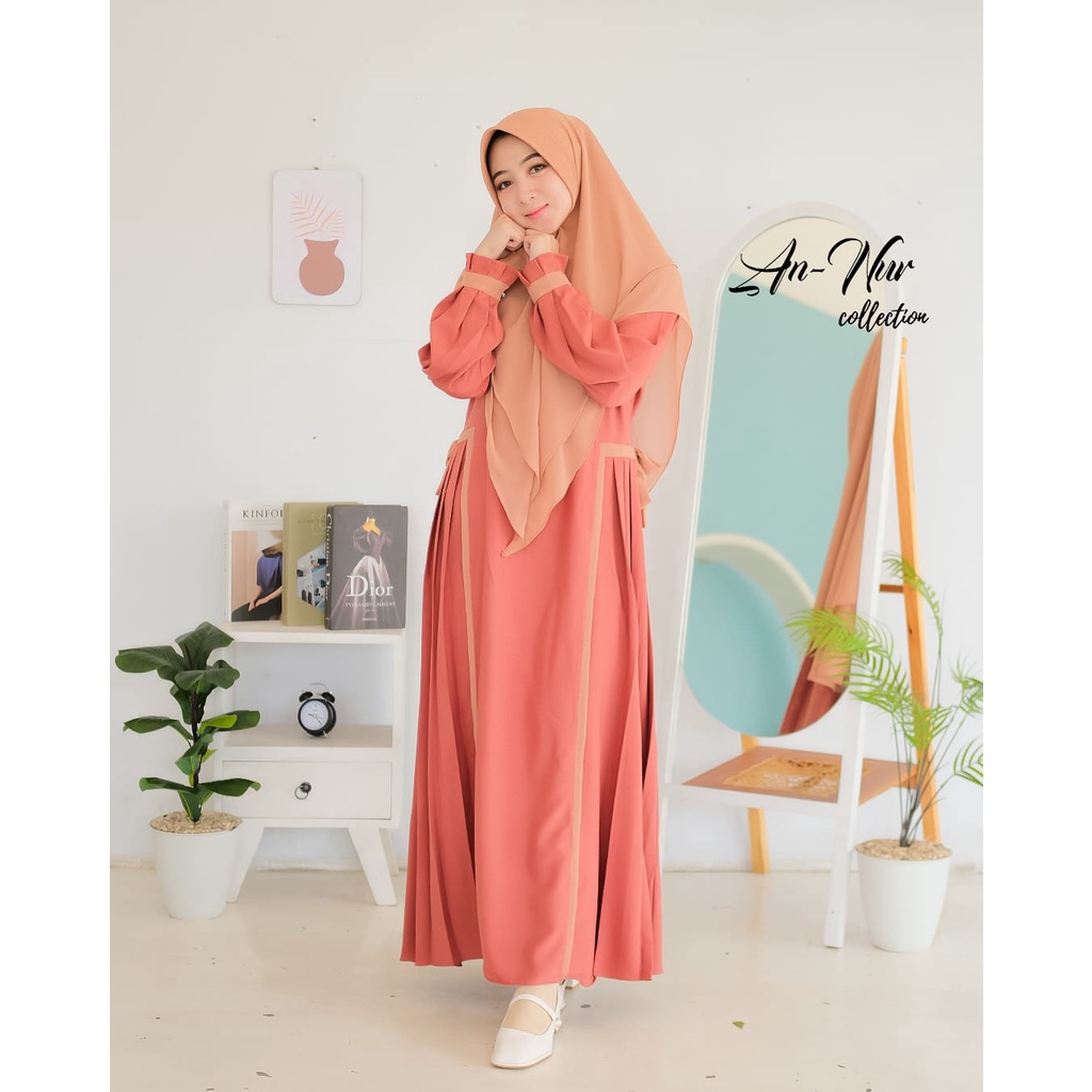 baru gamis syari KHUMAIRA By  An Nur  collection set gamis putih polos