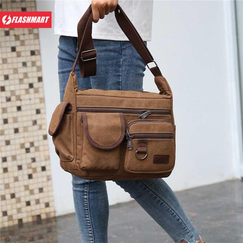 Flashmart Tas Selempang Messenger Bag Bahan Kanvas - 6109