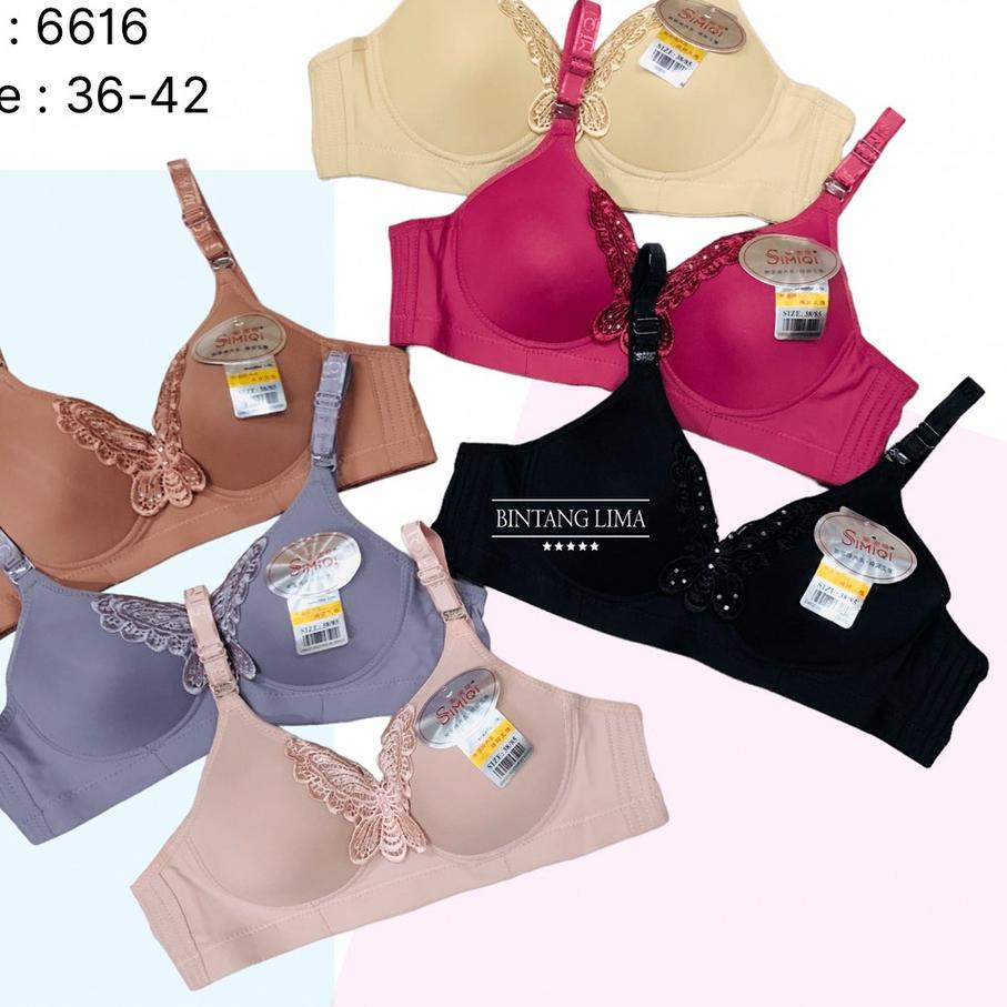 BH Wanita Simiqi Motif Kupu - Kupu | Bra Besar Kait 3 | Renda Jumbo | Best Seller