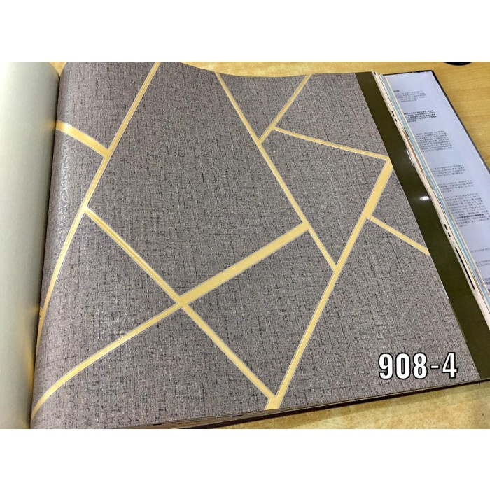 WALLPAPER DINDING GEOMETRI ABU LIST GOLD MODERN MINIMALIS