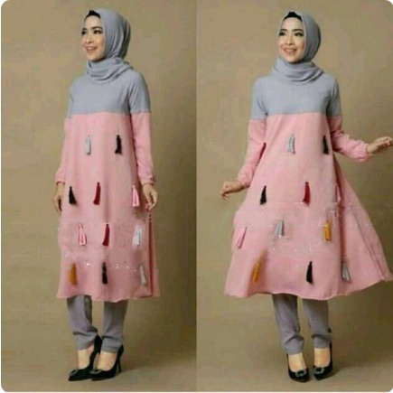 HOPYLOVY SALE - Sabia Set Setelan Wanita Bahan Jersey Model Rumbai