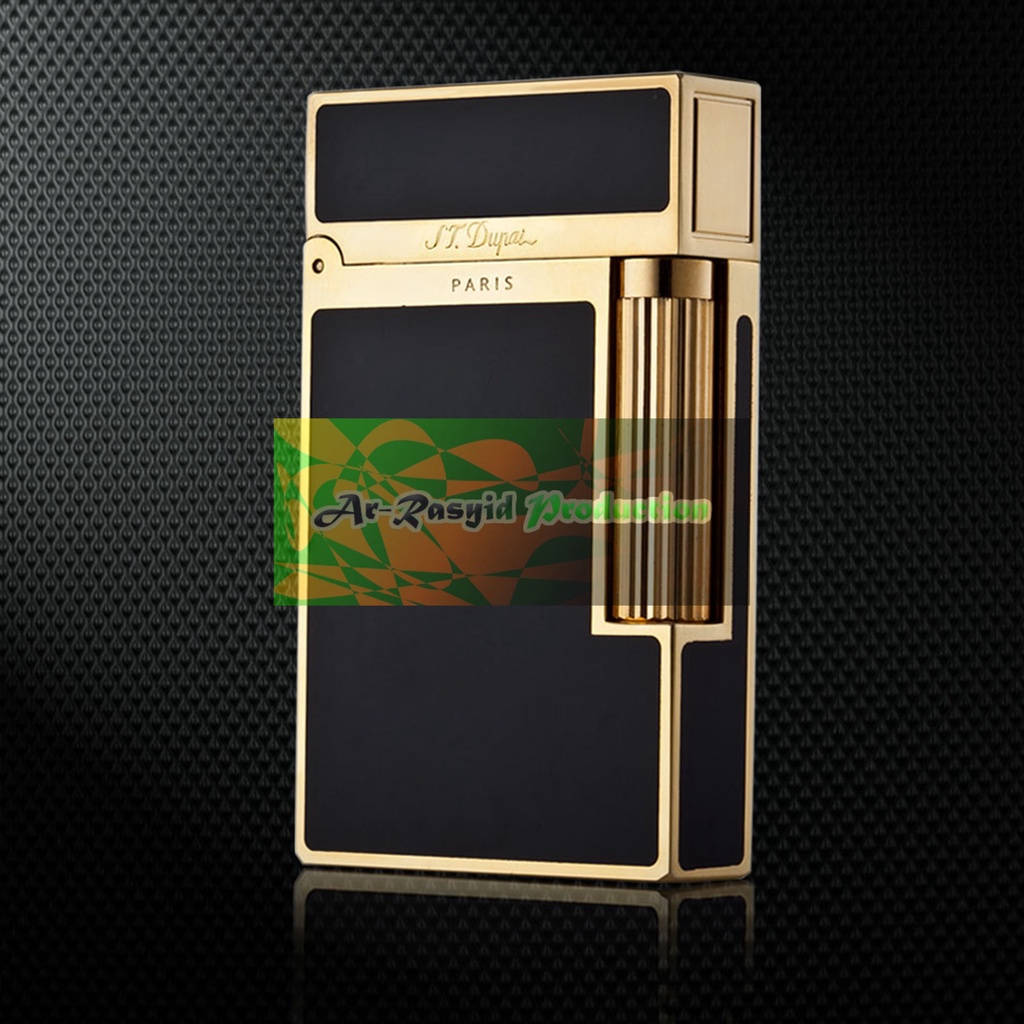 Korek Api Dupont Api Gas Motif St. Dupont Paris Black Lacquer Gold
