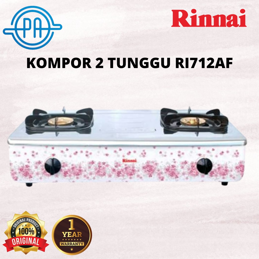 KOMPOR RINNAI 2 TUNGGU RI712AF / RI 712AF RI 712 AF PINK FLOWERS API LILIN