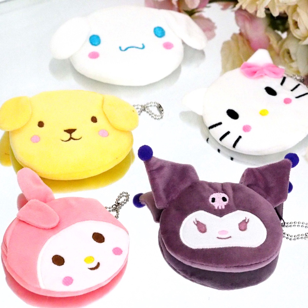 Dompet Koin Mini Cute Bahan Bulu Halus Lembut Karakter Sanrio Tempat Uang Pouch Kantong Kartu