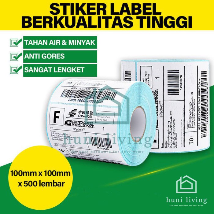 

Terlaris Kertas Sticker Thermal Label Barcode 100X100 (500 Pcs) Tebal Anti Air