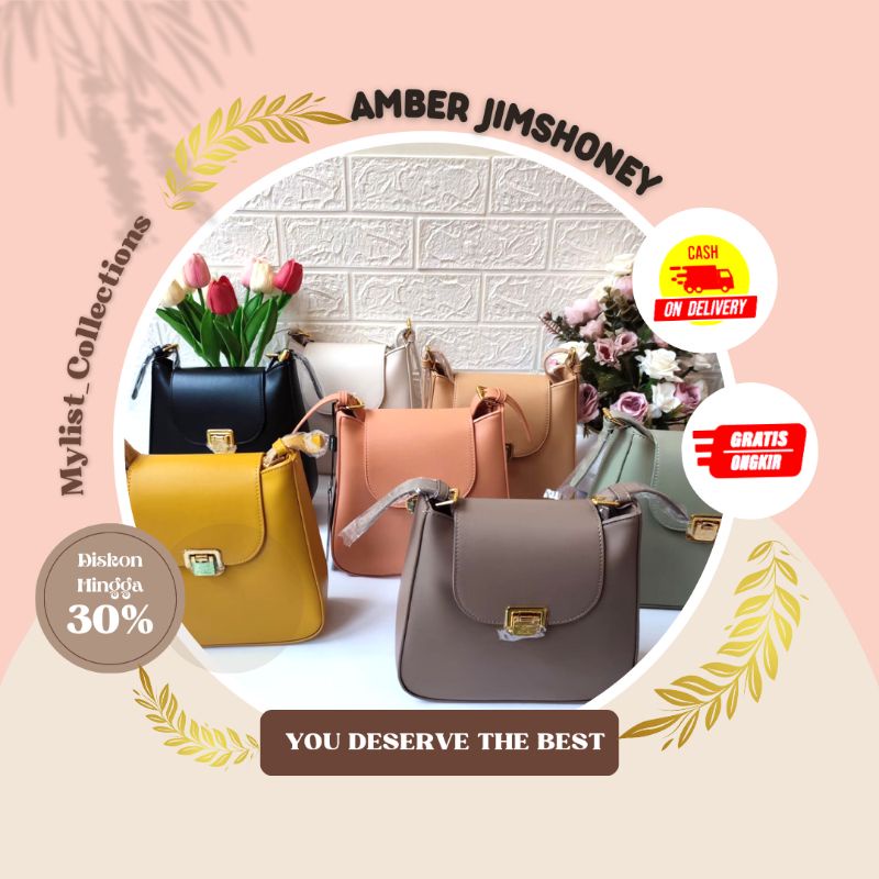 TAS WANITA SELEMPANG AMBER BAG JIMSHONEY MURAH - AMBER JIMS HONEY ORI (FREE BOX)