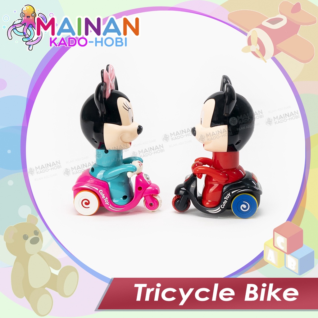 MAINAN MOTORIK ANAK DIECAST MOTOR VESPA KARAKTER KARTUN MICKEY MOUSE PRESSURE CAR TOYS