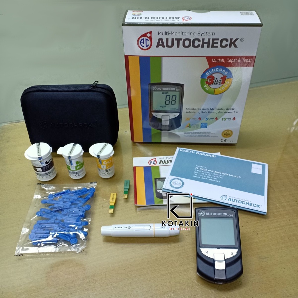 Alat Autocheck 3in1 GCU (Cek Gula, Asam Urat, Cholesterol) - Kotakin Official