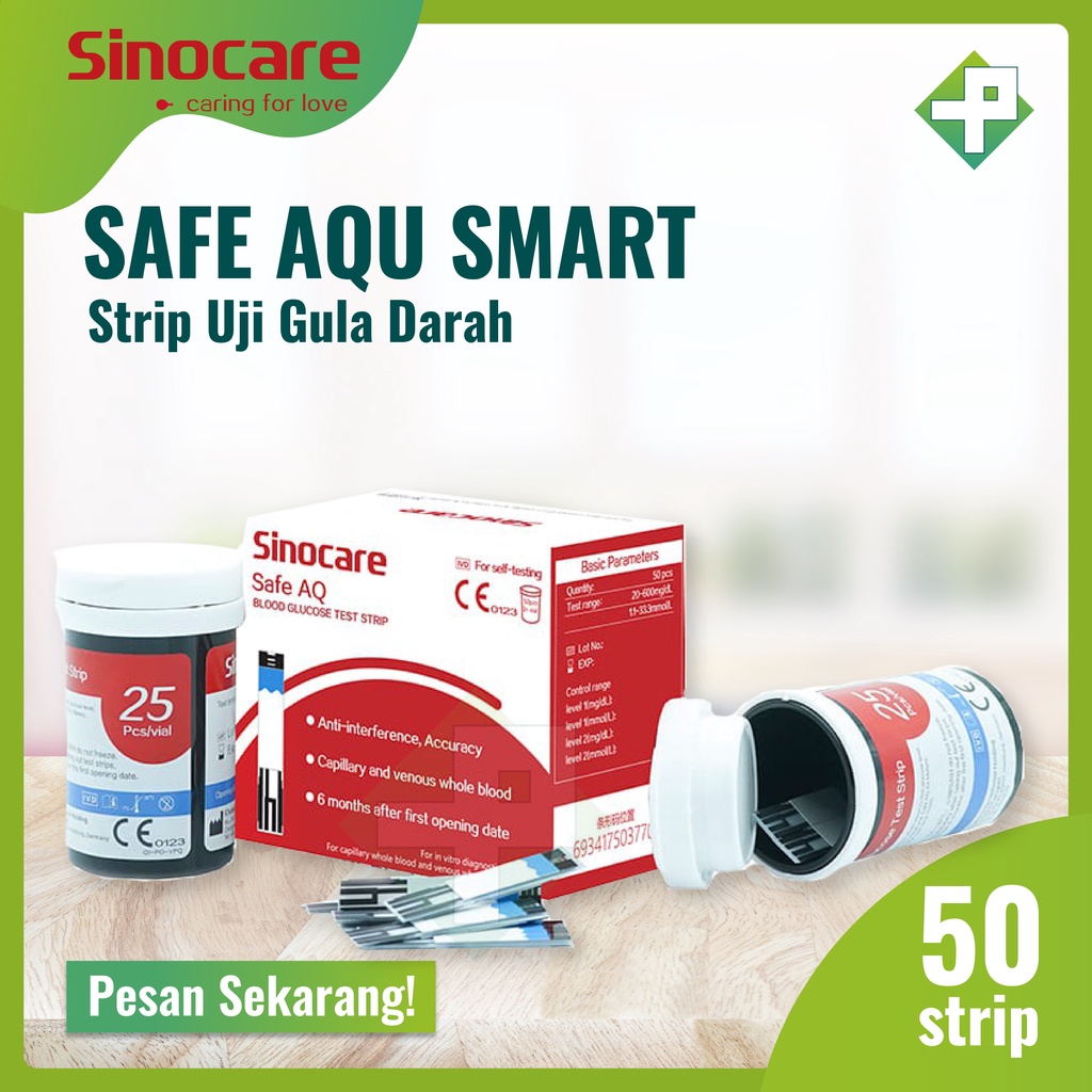 Sinocare Safe Stip AQ Smart Strip Uji Gula Darah / 1 Box isi 50 Pcs