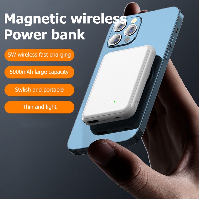 (COD,Pengiriman cepat, dikirim dari Jakarta)Magsafe Charger Powerbank 5000mah Magnetic Baterai Kembali Fast Charging Powerbank with Panggilan Digital for Powerbank 0111