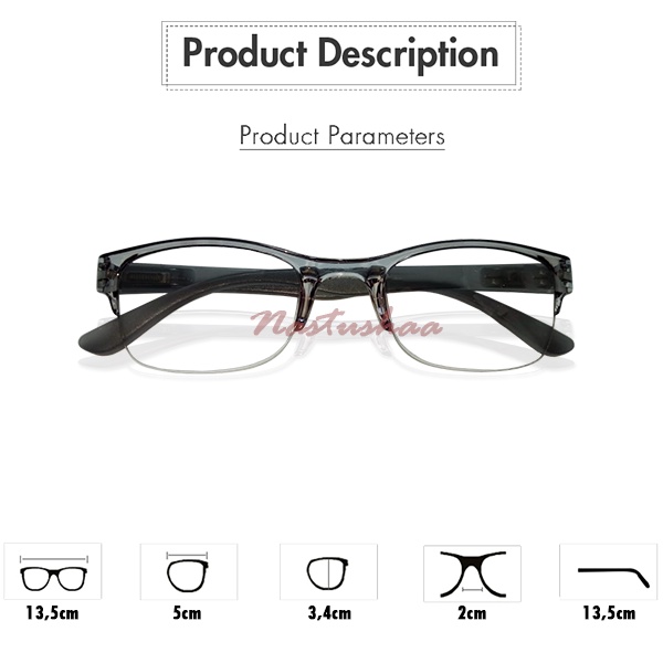 Kacamata Baca dan Jalan Blueray Ukuran +1.00 s/d +3.00 Gagang Per Kacamata Double Fokus Lensa Gradasi Anti Radiasi Bingkai Abu-abu Model Semi Rimless NOCASE