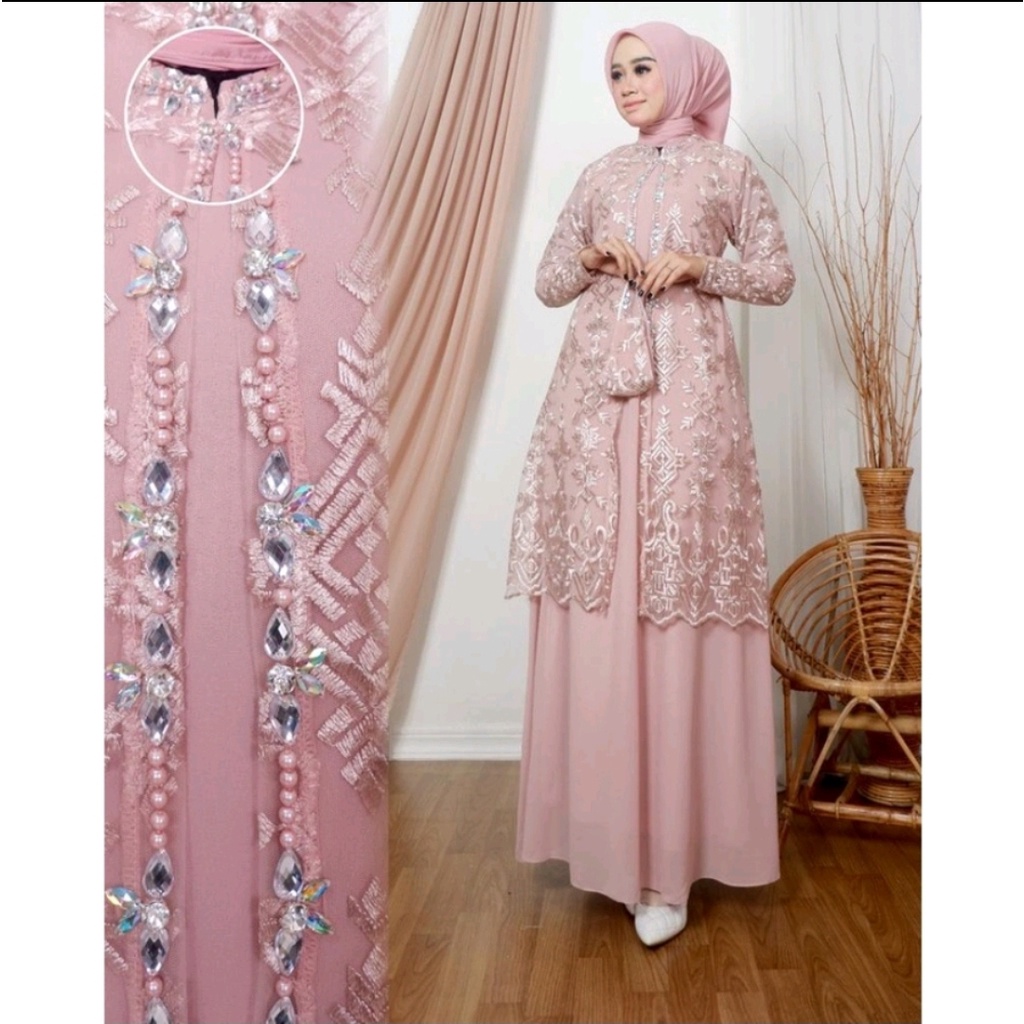 Sartika Dress Aulia 2 in 1 Brokat Premium Dress Brokat Kondangan Dress Tile Kondangan Wedding Dress Gamis Brukat Jumbo xxl Ld 120cm Gamis Brokat Jumbo Gamis 2 look in 1 Gamis Lebaran Gamis Remaja Muslimah Seragaman Pernikahan Outfit Bridesmaid Warna Sage
