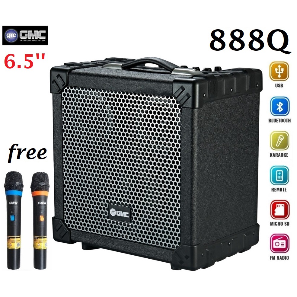 Speaker GMC 888Q Bluetooth Portable Free 2 MIC