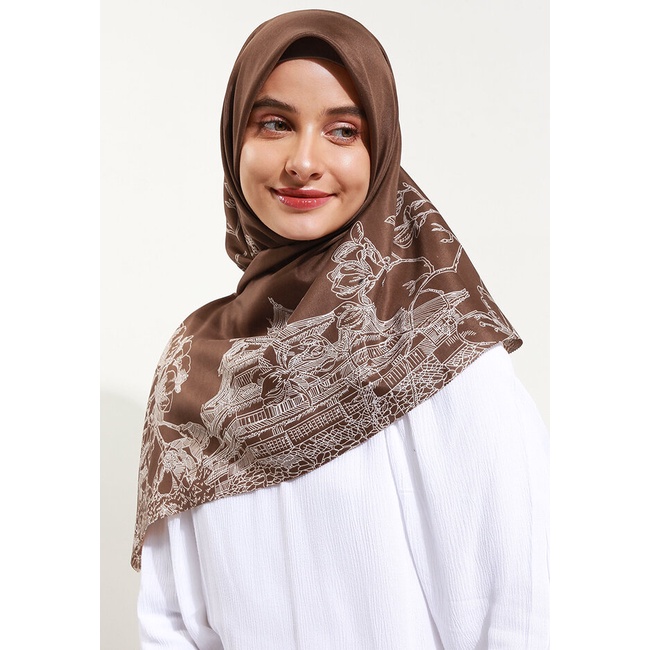 Hijab Scarf Abree Franc Original 100% Pemanis Baju Voal Segi Empat Rehima Brown Nyaman