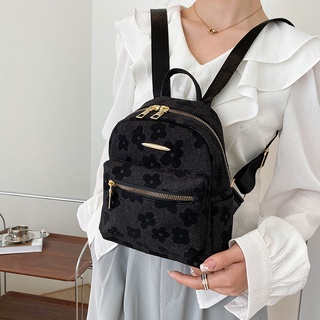 Floral Pattern Metal Decor Functional Backpack Bag 10015