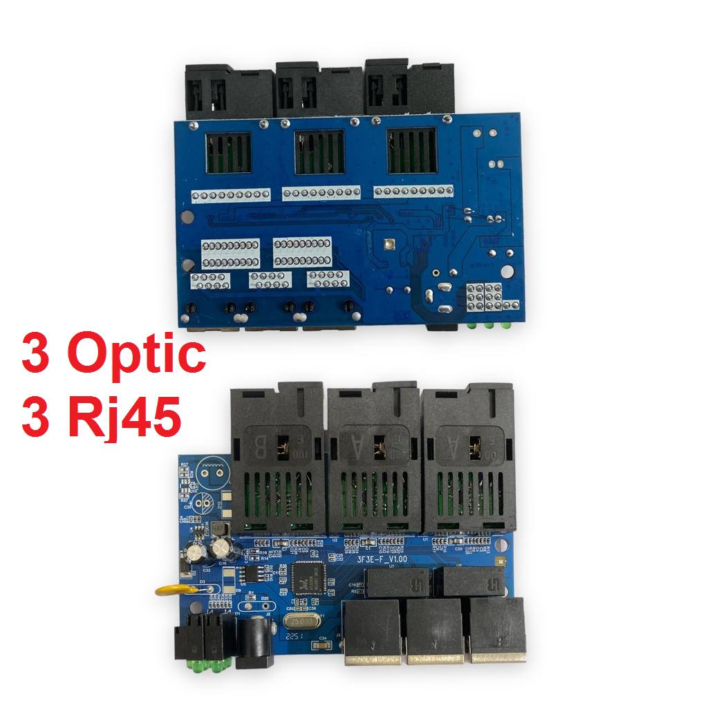 PCB Media Converter Fiber 2 FO SC Port 4 LAN Rj45 Optik Optical 6 SC 2 RJ45 Transceiver Ethernet Switch 4 Port dengan Adapter