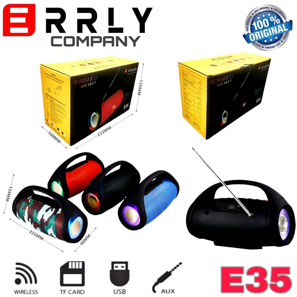 Speaker Bluetooth BOOMBOX Wireless ERRLY E35 Portable Antena Radio TWS 2IN1 Ring LED Light PowerFull High Bass