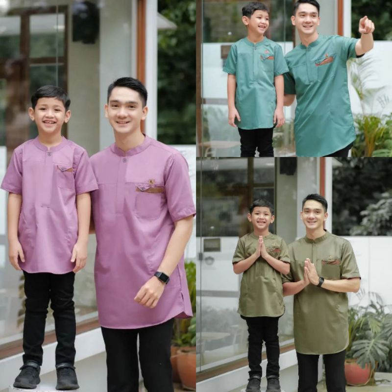 baju koko pria lengan pendek koko LUTHFI ayah dan anak bahan TOYOBO FUDU ori warna soft terbaru 2023 viral best seller