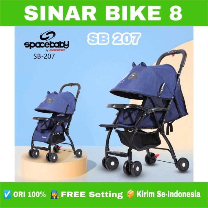 Kereta Dorong Anak Bayi Baby Stoller SPACEBABY SB 207 Bisa Rebahan