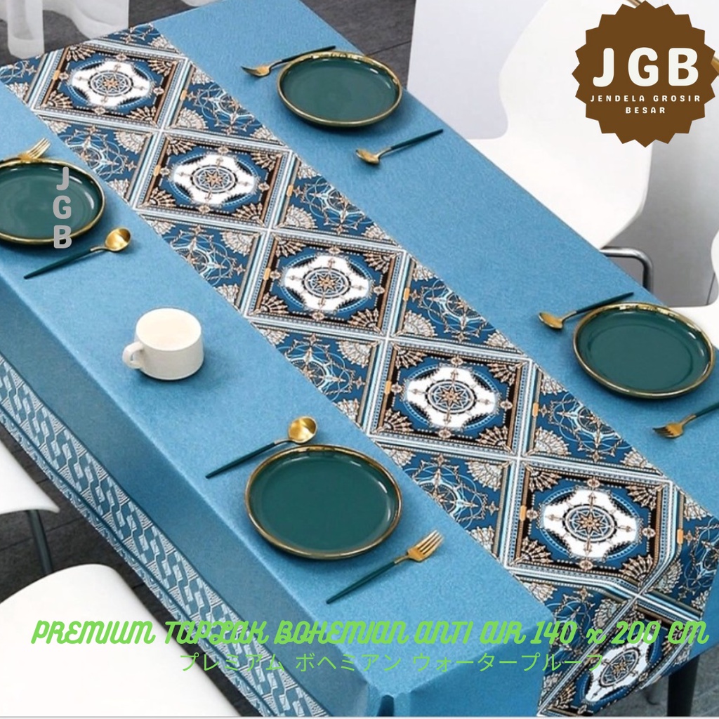 TAPLAK MEJA PREMIUM BOHEMIAN 140 x 180 CM - TABLECLOTH BOHEMIAN TEBAL TAPLAK MEJA