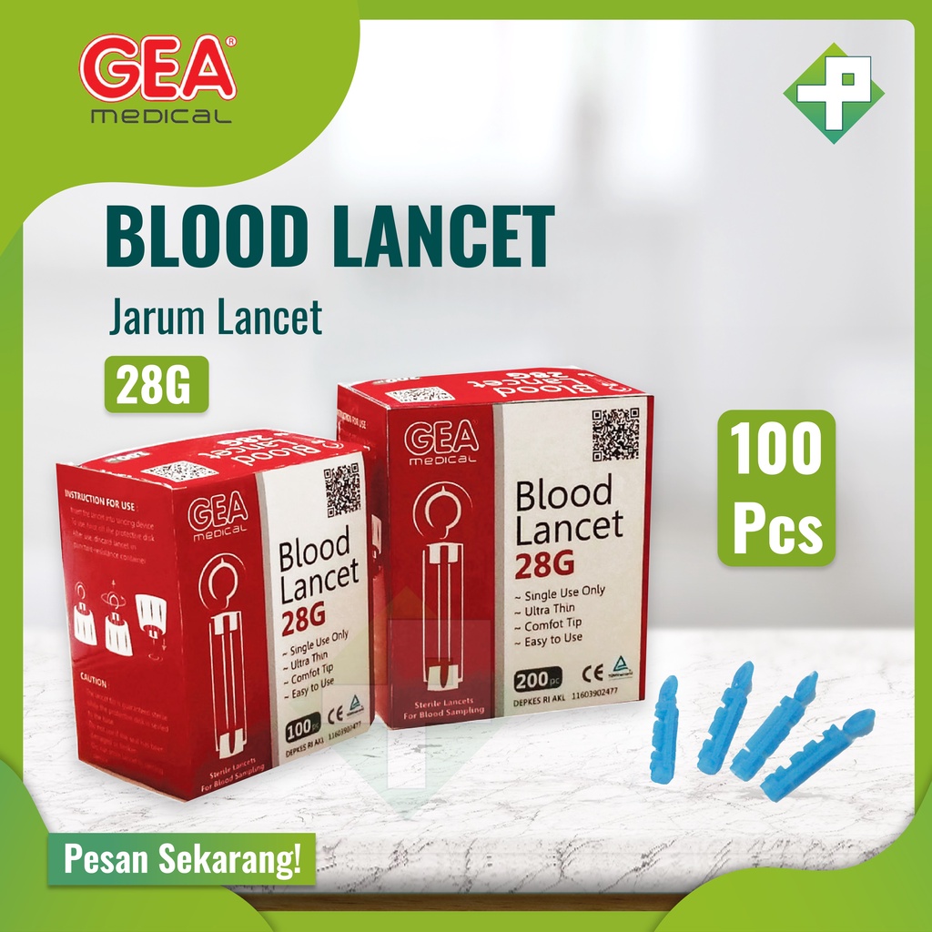 Blood Lancet GEA 28G / Jarum Lancet GEA 28G 100s