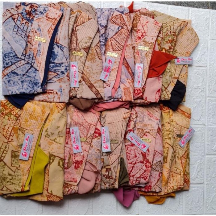 Terlaris 636 Jilbab Khimar Doa Ibu Ceruty 2 Layer Premium Motif