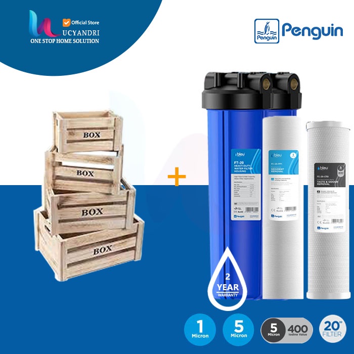 Paket Penguin PBF 20 PP + CTO Filter Kotoran / Saringan &amp; Penjernih Air - Sedimen + Carbon