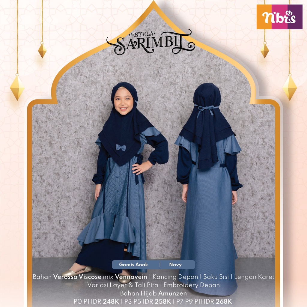 Sarimbit Nibras Estela Navy Terbaru / Fashion Muslim Nibras Gamis Koko Srimbit Couple