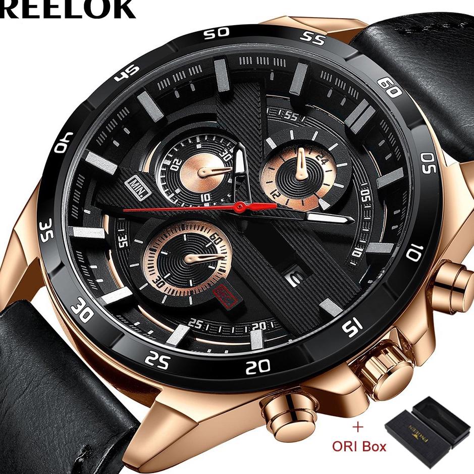 TERPERCAYA FNGEEN 216 Jam Tangan Pria Kulit Sport Orinal Anti Air Fashion Business Quartz Watch