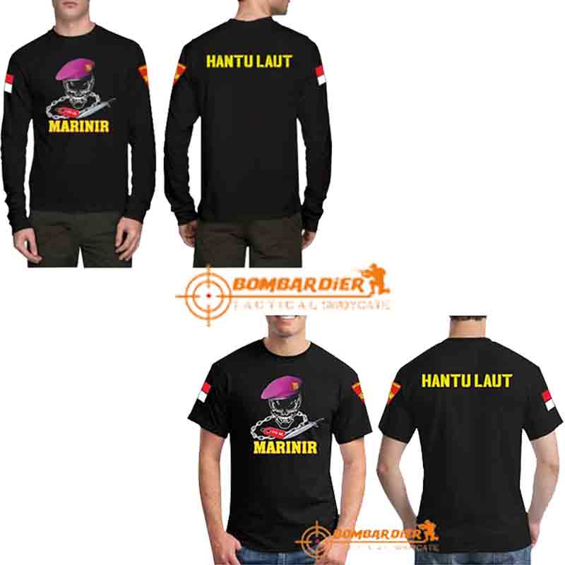 TERMURAH Kaos Semi Formal Dinas Motif Sablon Hantu Laut Marinir TNI AL