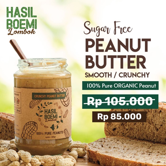 

Makanan Sehat Natural Bebas Gula Diet Diabetes Selai Kacang U Roti