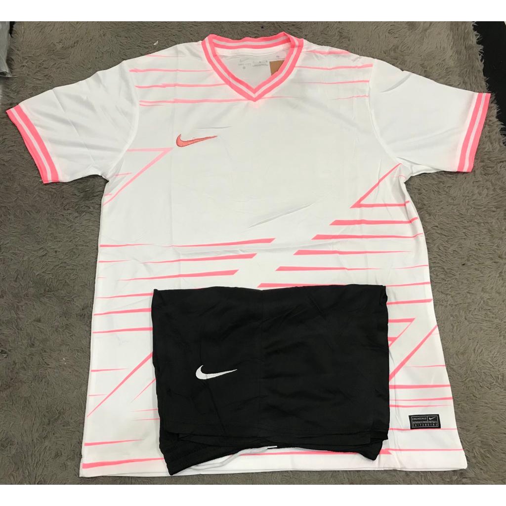 SETELAN BAJU FUTSAL SEPAK BOLA PUTIH PINK GRADE ORI IMPORT