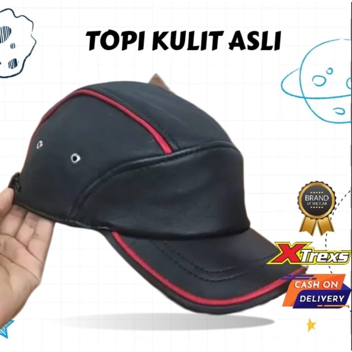 Topi Kulit Leather kulit asli Jamont LEAD THE WORLD Topi Baseball Hat Casual Sport Pria Wanita
