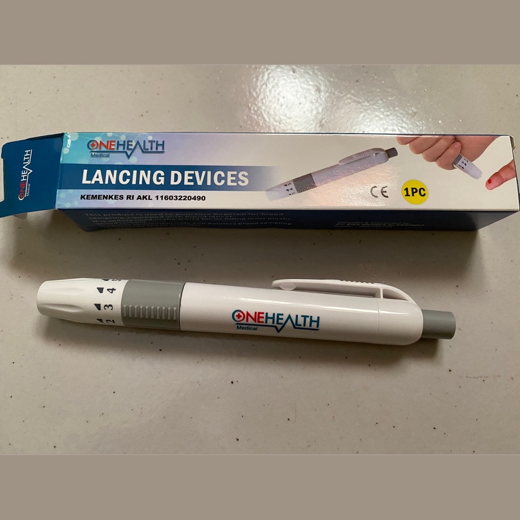 Lancing Device ONEHEALTH bonus 10Jarum / Pen Lancet/ Pena Bekam / Autoclik